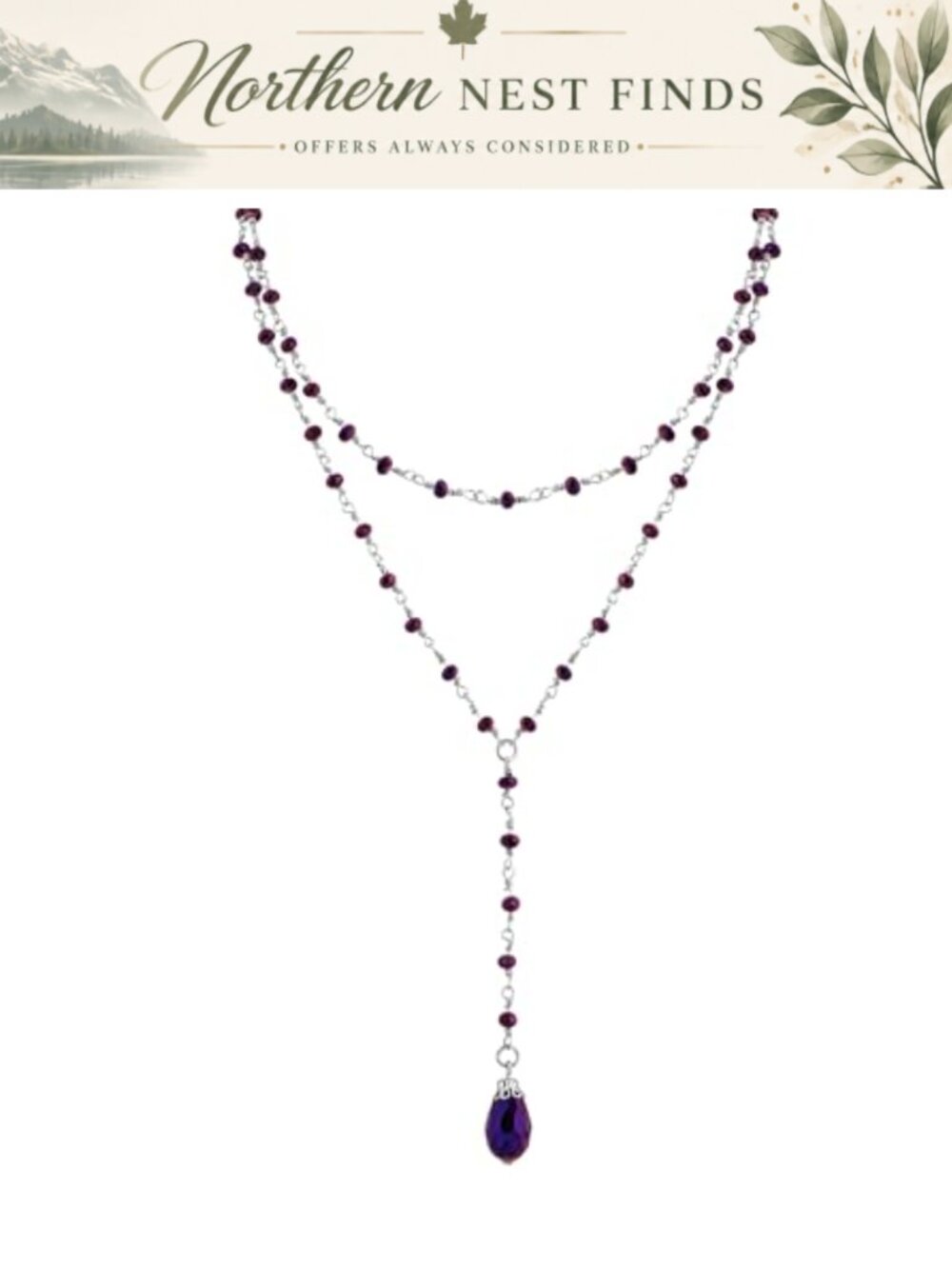 Gothic Layered Teardrop Crystal Choker Necklace Copper Stainless Steel Glass